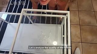 blonde's cum covered pov compilation featuring huge swallows and facials