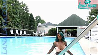 Lana Lava's Poolside Flashing Emotions