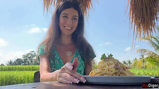 Cumwalk Dare in Public Cafe With Sperm on Face