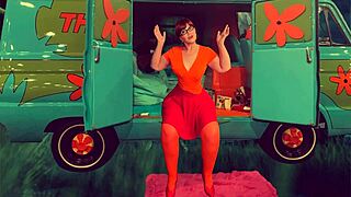 Granny Velma Dinkley slays with deepthroat cum in mouth. Slutty sleuth owns it!