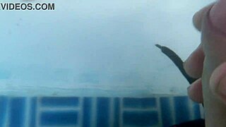 Descriptive Underwater Creampie with Dildo in Shaved Babe's Pussy Close Up