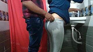 Secretary Bent Over by Single Boss in Office Bathroom Rough Fuck