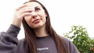 german scout picks up small 18+ tits teen emma evans with long labia. talks her into a hard casting fuck.