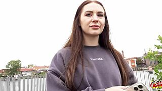 german scout picks up small 18+ tits teen emma evans with long labia. talks her into a hard casting fuck.