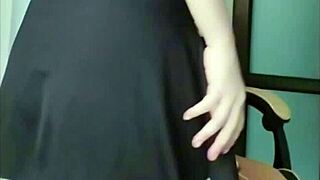 Ninew Thai teases in costume while fingering herself