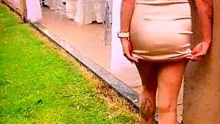 casual wife showing off at friend's wedding event