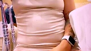 casual wife showing off at friend's wedding event