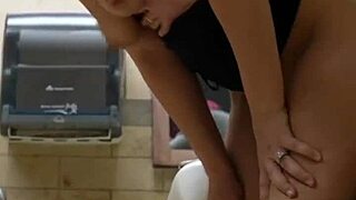 Girlfriend's Leaky Pussy Gets Huge Creampie in Public Restroom