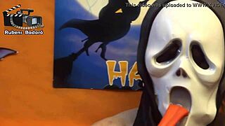 Fat milf at Halloween fucks monster cocks