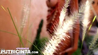 Tiny slut girl Putri Cinta exposes smooth tiny 18+ pussy