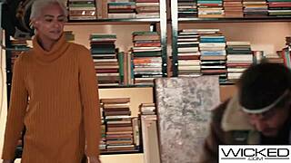 super hot blonde model strips lingerie for missionary fuck and deepthroat 😍