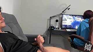 Caught him jerking off, gave blowjob