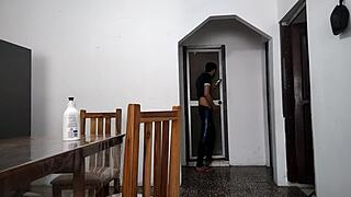 Twisted Stepfather Jerks Off Watching Her in Bathroom Scene