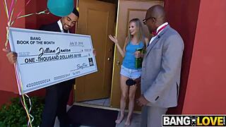 Jillian Janson in group scene with Jay Bangher