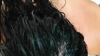 helping the maid's daughter with morning milk in public outdoor