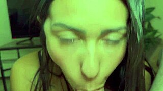 Big tits Brazilian amateur intensely sucks huge dick with spitting and ball licking