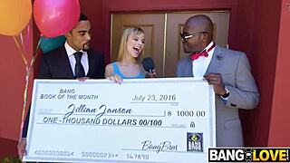 Jillian Janson in group scene with Jay Bangher