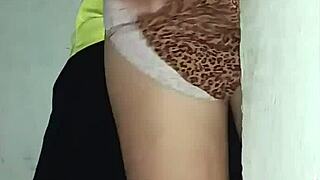 Hot redhead nymphomaniac bends over for quickie fucking in public, showing natural tits and vagina