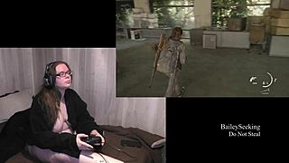 Naked BBW Plays Last of Us 2 with Glasses and Tattoo