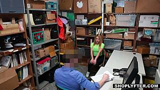 Horny Thick Blonde Teen 18+ Shoplifter Alexa Raye Seduces Security Officer At Work In Office, Gets Caught With Big Ass And Small Tits