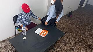 My stepfather’s secretary bent over in the office, so I took her hard! 😈