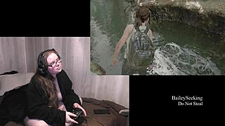 Naked BBW Plays Last of Us 2 with Glasses and Tattoo