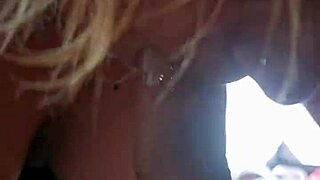 milf slut gives blowjob in tent, creampie with monster cock outdoor