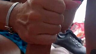 milf slut gives blowjob in tent, creampie with monster cock outdoor