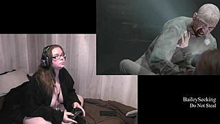 Naked BBW Plays Last of Us 2 with Glasses and Tattoo