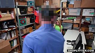 Horny Thick Blonde Teen 18+ Shoplifter Alexa Raye Seduces Security Officer At Work In Office, Gets Caught With Big Ass And Small Tits