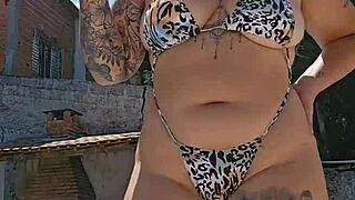 Married Woman Flashes Big Ass in Tight Body at USA Pool While Husband Watches Silently