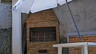 Married Woman Flashes Big Ass in Tight Body at USA Pool While Husband Watches Silently