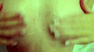 Nipples Play With Foam Soap on Small 18+ Tits Feels So Damn Good!