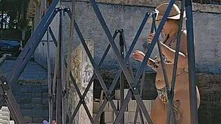 Married Woman Flashes Big Ass in Tight Body at USA Pool While Husband Watches Silently