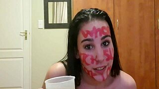 Self punish with pissing slapping gagging