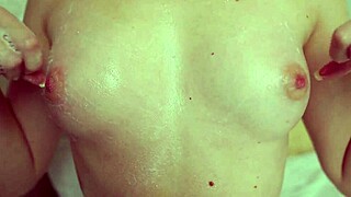 Nipples Play With Foam Soap on Small 18+ Tits Feels So Damn Good!