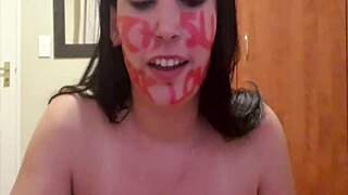 Self punish with pissing slapping gagging