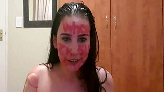 Self punish with pissing slapping gagging