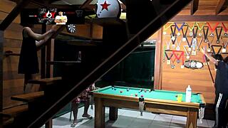 Old Man Loses Pool Game to Wife and Friend, Leading to Oral Action and Cuckold Fun with Small Tits