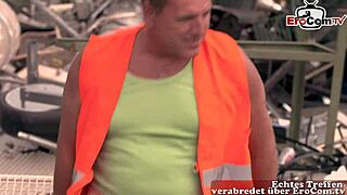 Hey, check this German redhead milf getting anal in outdoor threesome