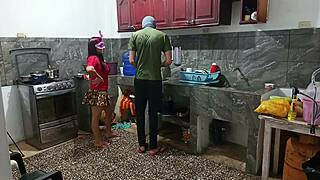 Perverted neighbor strips and shakes huge ass in uniform