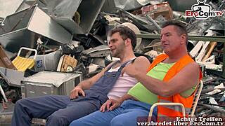 Hey, check this German redhead milf getting anal in outdoor threesome