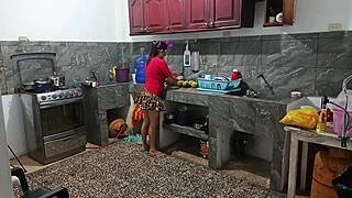 Perverted neighbor strips and shakes huge ass in uniform