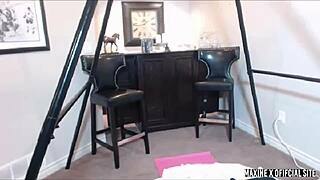 Watch Maxine X dildo fuck her sweet Asian pussy in uniform!