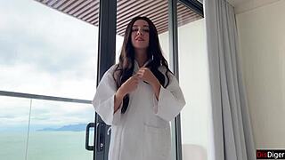 the girl from the club came over after the party for doggystyle creampie in stockings