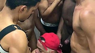 interracial bareback orgy unfolds with passionate encounters.