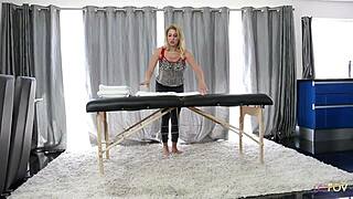 first time massage turns into rough scissoring with lesbian milf and intense pussy eating action