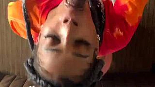 deep throat sucking big black cock, ebony blowjob on monster cock in black scene