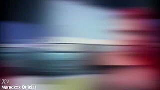 busty redhead teases with pierced nipples on public balcony. crowds watch.