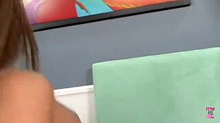 Kinky brunette does footjob with gummy bears till cumshot